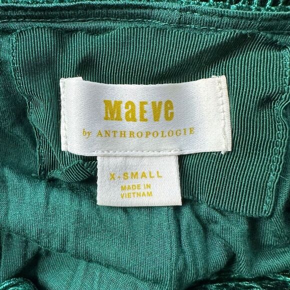 Anthropologie Green Maeve Adrienne Twist-Back Textured Velvet Midi Dress XS - Picture 12 of 16